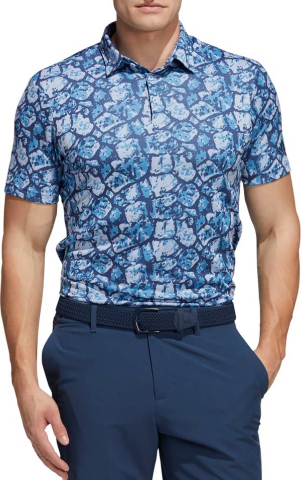 adidas Men's Cobblestone-Print Recycled Content Golf Polo