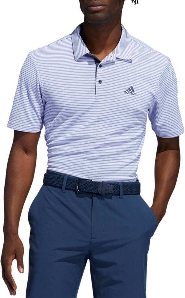 adidas Men's Drive Two-color Stripe Short Sleeve Golf Polo