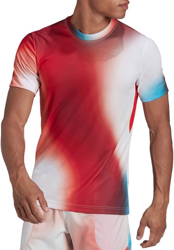 adidas Men's Melbourne Freelift Printed Short Sleeve Tennis T-Shirt