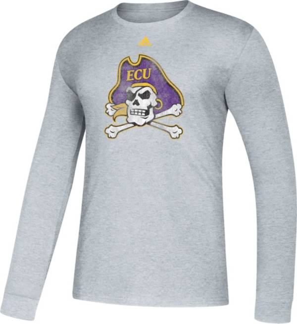 adidas Men's East Carolina Pirates Grey Amplifier Long Sleeve T-Shirt