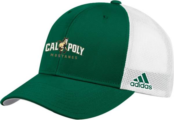 adidas Men's Cal Poly Mustangs Green Adjustable Trucker Hat