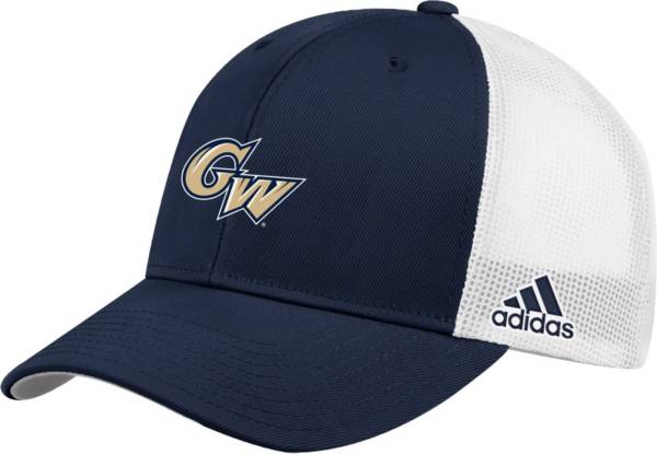 adidas Men's George Washington Colonials Blue Mesh Adjustable Trucker Hat