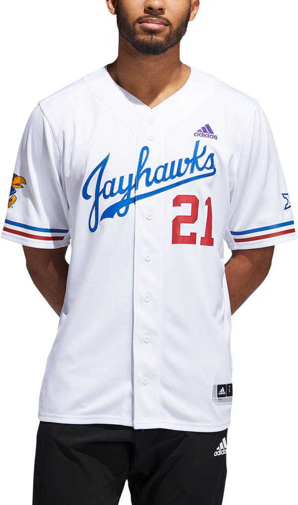 adidas Men's Kansas Jayhawks White #21 Replica Baseball Jersey