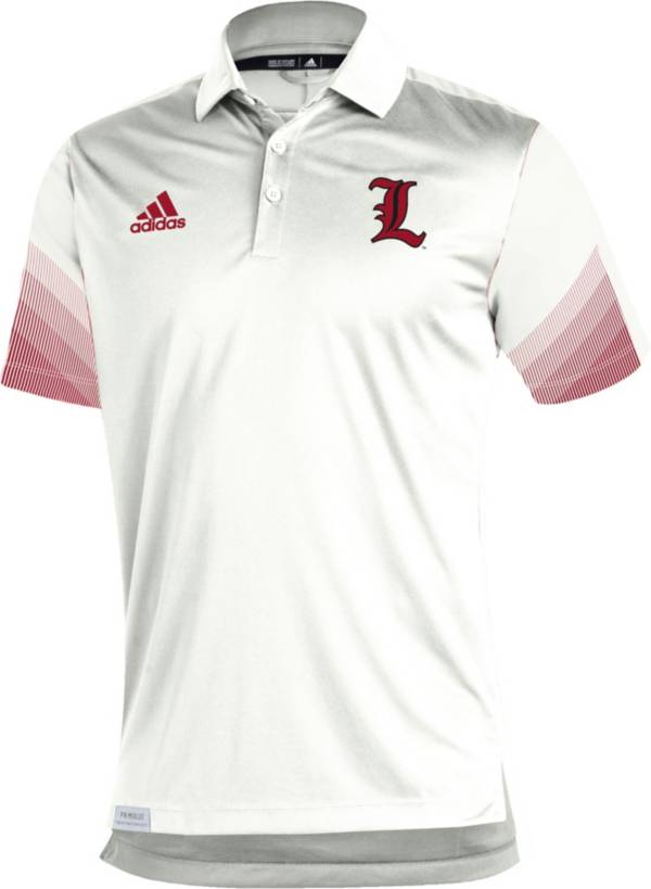 adidas Men's Louisville Cardinals White Primeblue Sideline Performance Polo