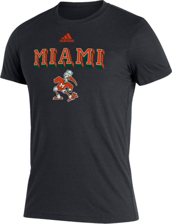 adidas Men's Miami Hurricanes Black Reverse Retro T-Shirt