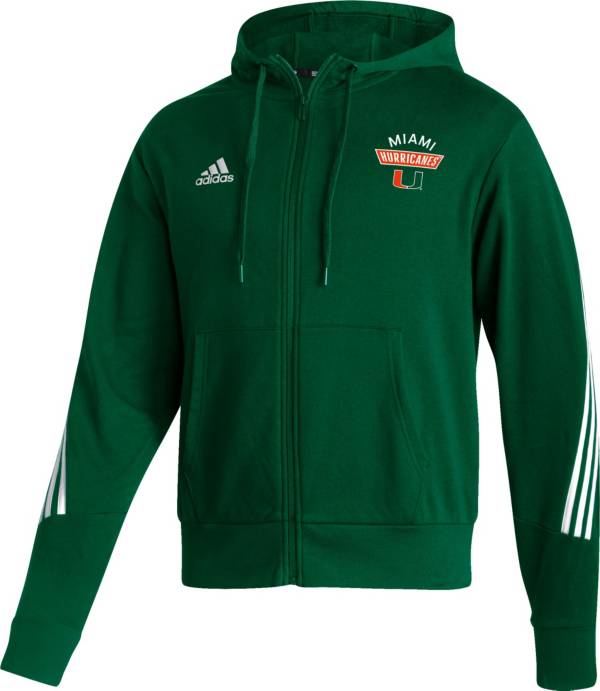 adidas Men's Miami Hurricanes Green Locker Room Full-Zip Hoodie