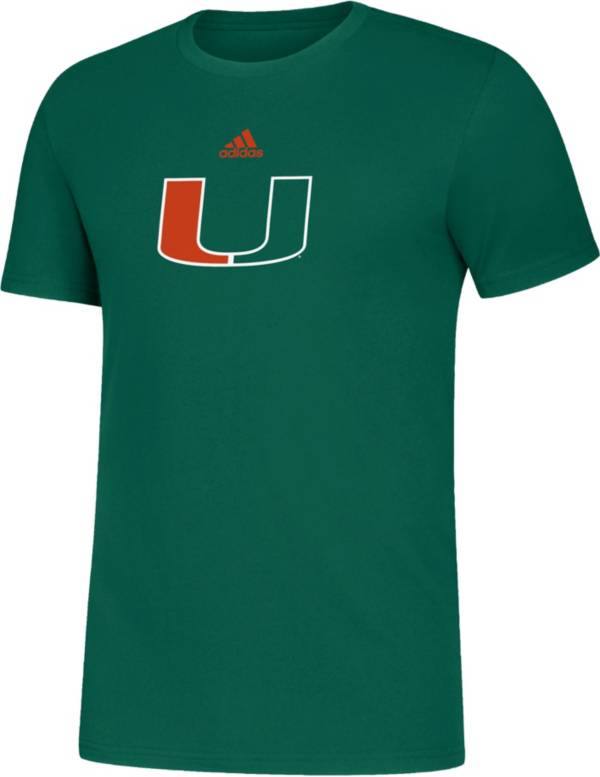 adidas Men's Miami Hurricanes Green Amplifier Locker Room T-Shirt