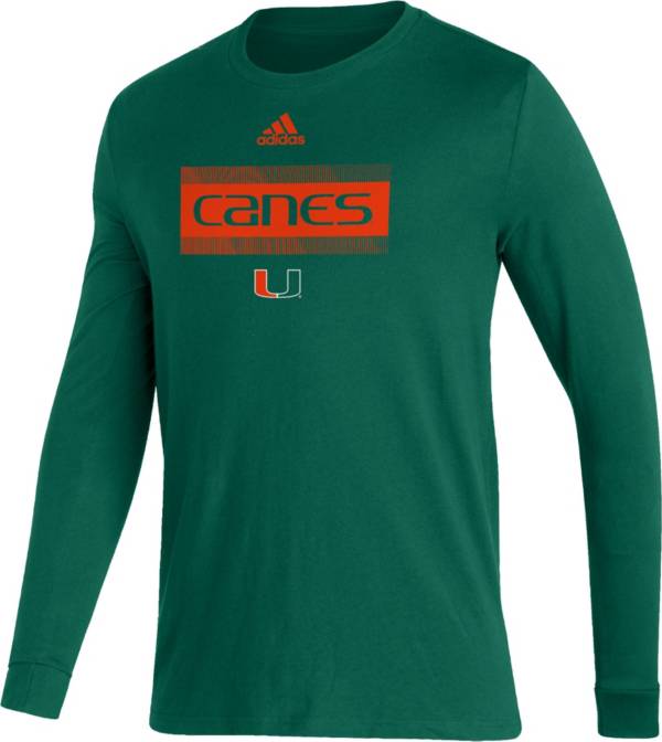 adidas Men's Miami Hurricanes Green Amplifier Locker Room T-Shirt