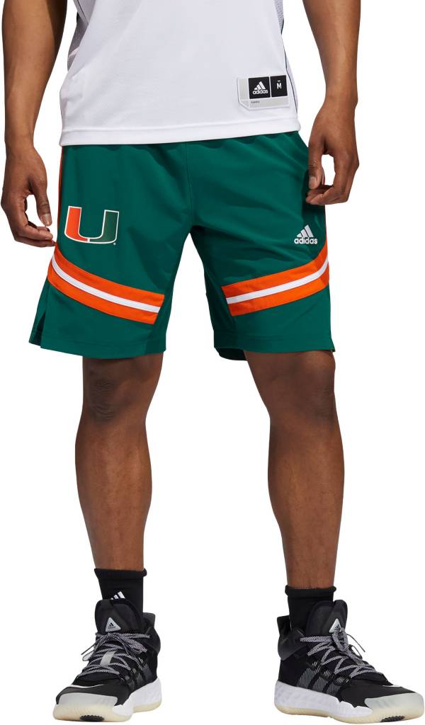 adidas Men's Miami Hurricanes Green Swingman On-Court Replica Basketball Shorts