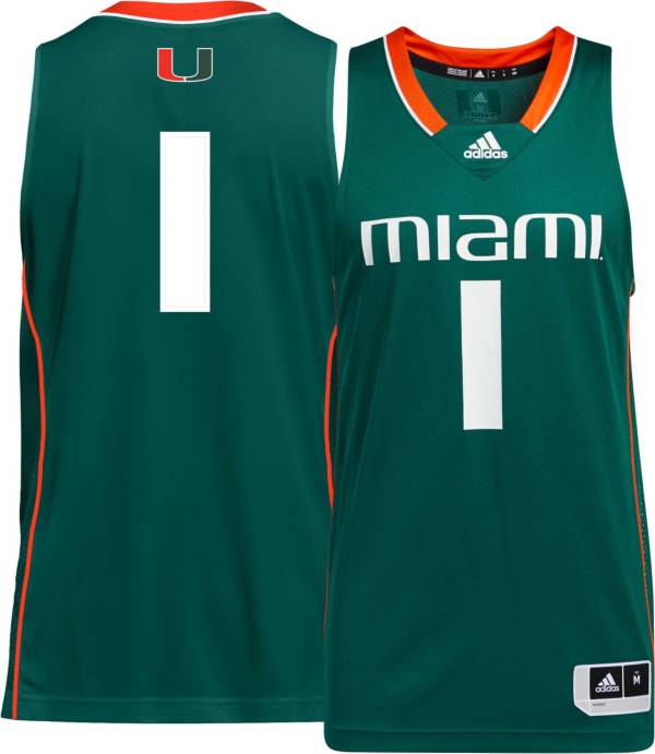 adidas Men's Miami Hurricanes #1 Green Swingman Replica Basketball Jersey product image