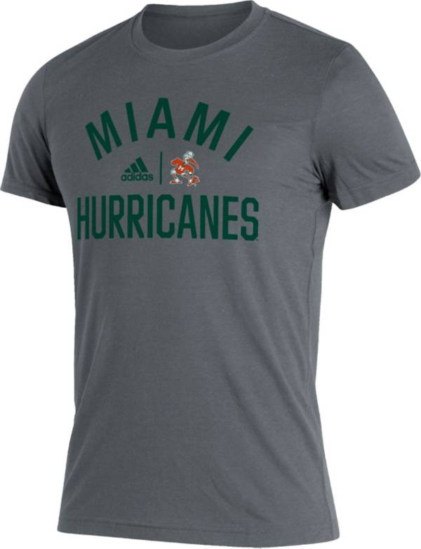 adidas Men's Miami Hurricanes Grey Heritage Blend T-Shirt