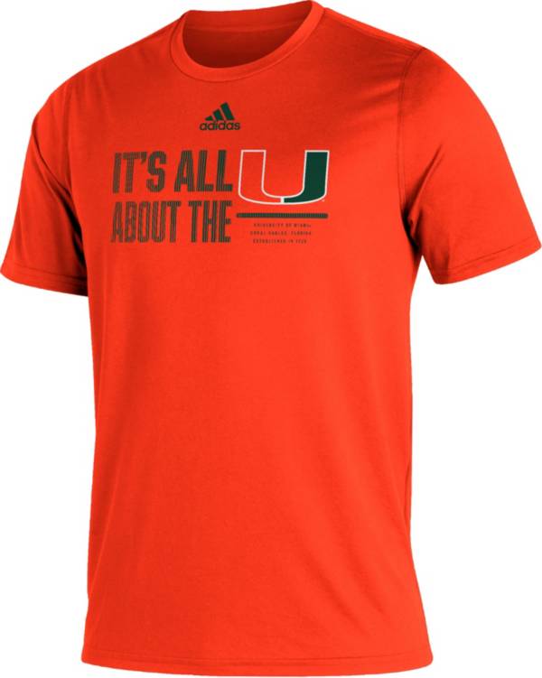 adidas Men's Miami Hurricanes Orange Creator Performance T-Shirt