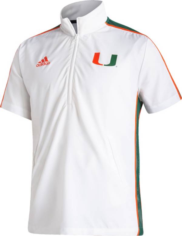 adidas Men's Miami Hurricanes White Reverse Retro Sideline Half-Zip Anorak Jacket