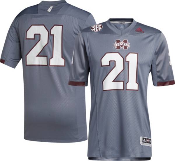 adidas Men's Mississippi State Bulldogs #21 Grey ‘Concrete Building' Reverse Retro Replica Football Jersey