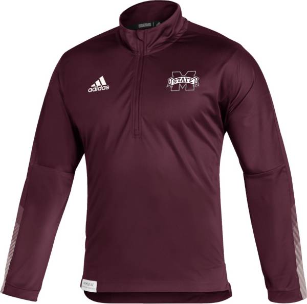 adidas Men's Mississippi State Bulldogs Maroon Locker Room Quarter-Zip Pullover Shirt