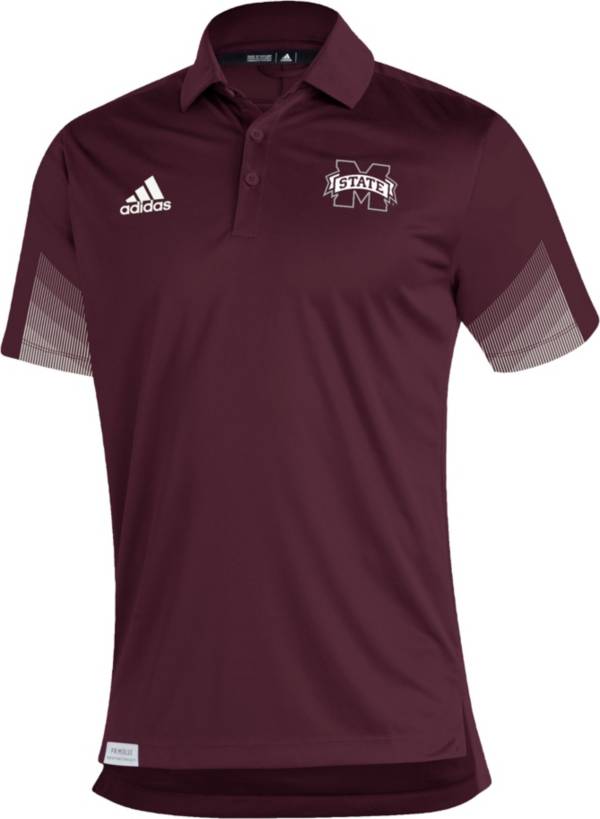 adidas Men's Mississippi State Bulldogs Maroon Primeblue Sideline Performance Polo