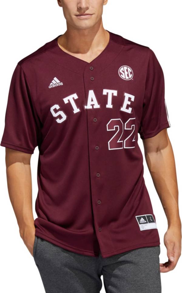 adidas Men's Mississippi State Bulldogs Maroon #22 Replica Baseball Jersey
