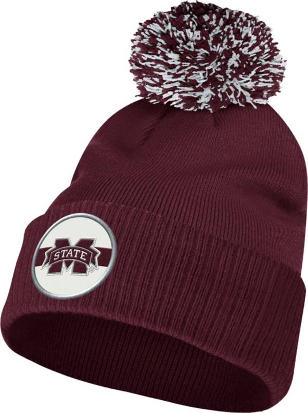 adidas Men's Mississippi State Bulldogs Maroon Cuffed Pom Knit Beanie