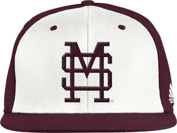 adidas Men's Mississippi State Bulldogs White On-Field Baseball Fitted Hat