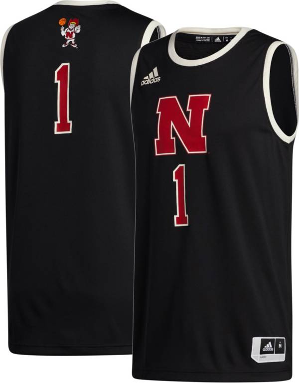 adidas Men's Nebraska Cornhuskers #1 Black Swingman Replica Basketball Jersey