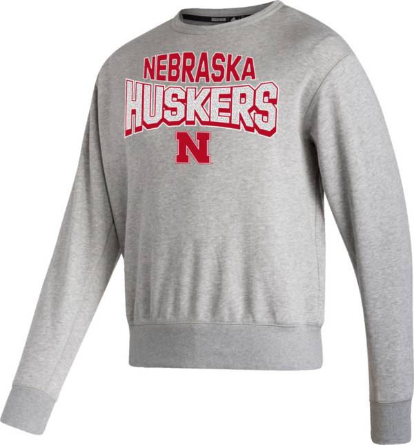 adidas Men's Nebraska Cornhuskers Grey Vintage Crew Pullover Sweatshirt product image