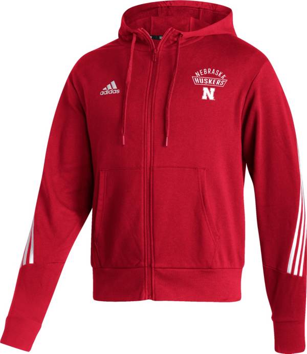 adidas Men's Nebraska Cornhuskers Scarlet Locker Room Full-Zip Hoodie