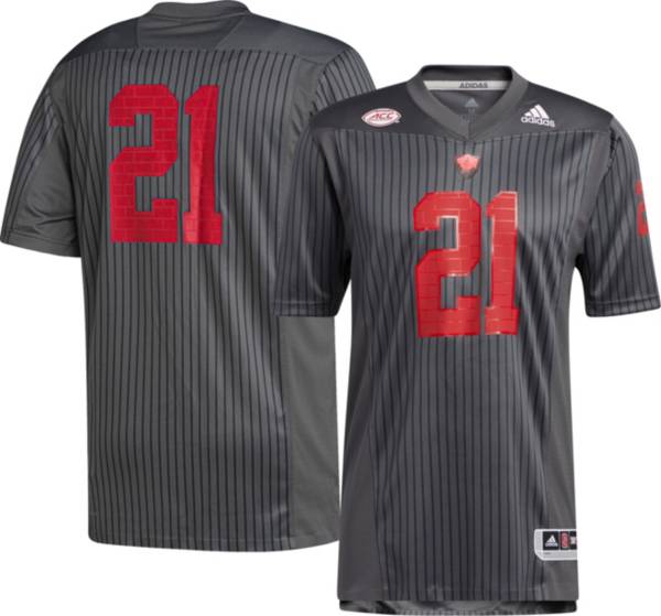 adidas Men's NC State Wolfpack #21 Grey ‘LIGHT IT RED' Reverse Retro Replica Football Jersey