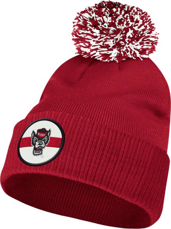 adidas Men's NC State Wolfpack Red Cuffed Pom Knit Beanie
