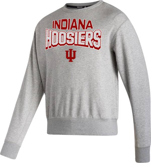 adidas Men's Indiana Hoosiers Grey Vintage Crew Pullover Sweatshirt product image