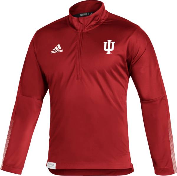 adidas Men's Indiana Hoosiers Crimson Locker Room Quarter-Zip Pullover Shirt