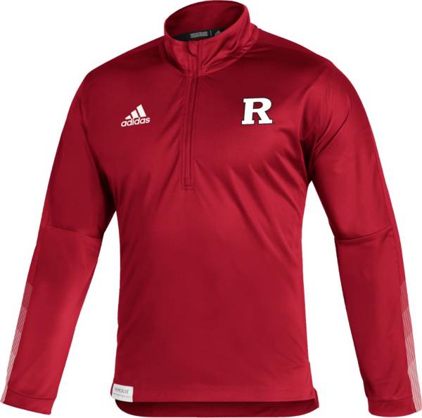 adidas Men's Rutgers Scarlet Knights Scarlet Locker Room Quarter-Zip Pullover Shirt