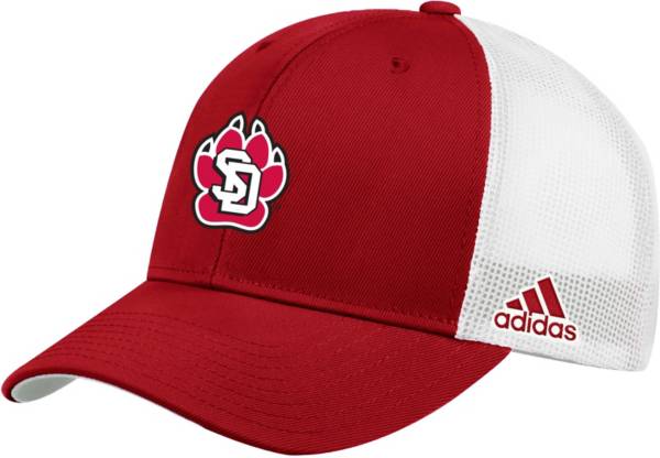 adidas Men's South Dakota Coyotes Red Adjustable Trucker Hat