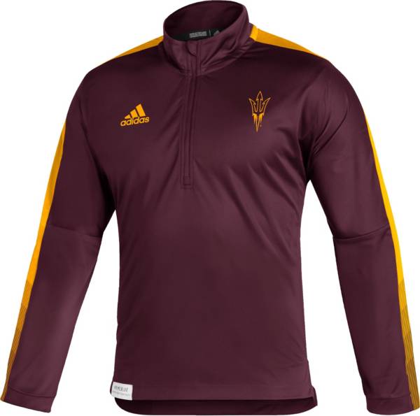 adidas Men's Arizona State Sun Devils Maroon Locker Room Quarter-Zip Pullover Shirt