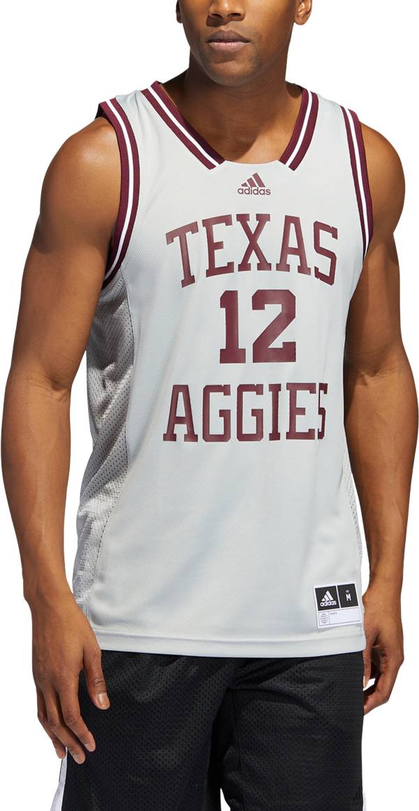 adidas Men's Texas A&M Aggies #1 Grey Reverse Retro 2.0 Replica Basketball Jersey