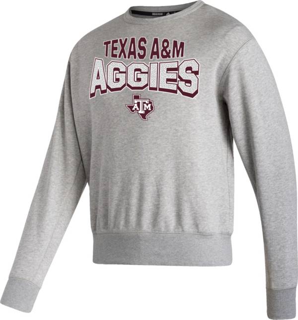 adidas Men's Texas A&M Aggies Grey Vintage Crew Pullover Sweatshirt