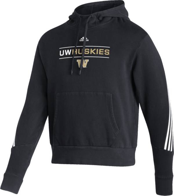 adidas Men's Washington Huskies Black Duo Bars Lifestyle Pullover Hoodie