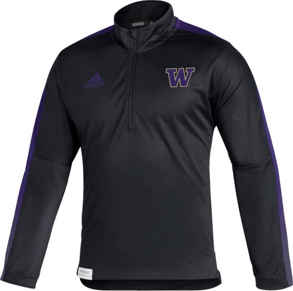 adidas Men's Washington Huskies Black Locker Room Quarter-Zip Pullover Shirt