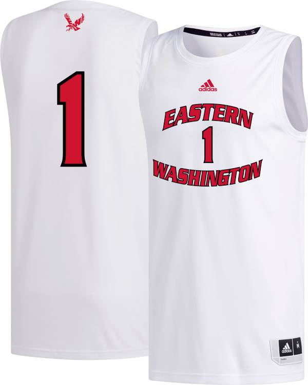 adidas Men's Eastern Washington Eagles #1 White Replica Swing Basketball Jersey