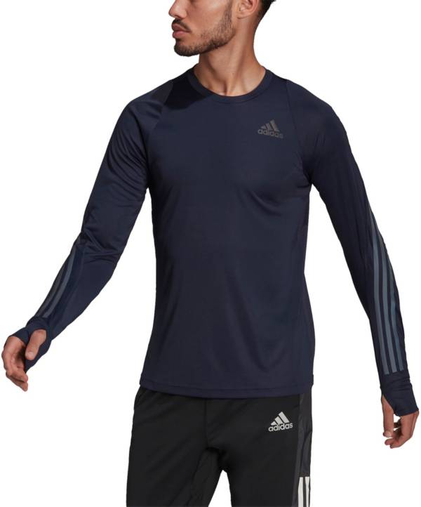 adidas Men's Run Icon Full Reflective 3-Stripes Long Sleeve T-Shirt