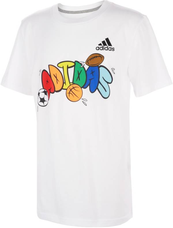 adidas Little Boys' Bubble Letter Graphic T-Shirt