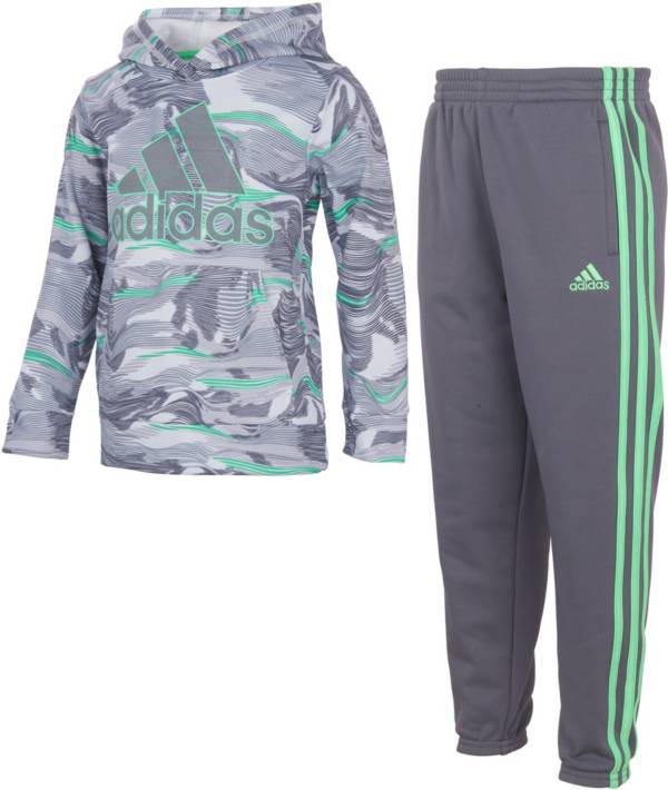 adidas Boys' Camo Fleece Pullover Hoodie and Joggers Set