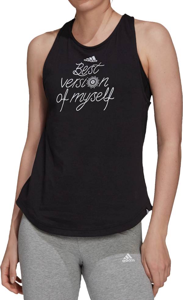 adidas Women's Best Version Slogan Graphic Tank Top