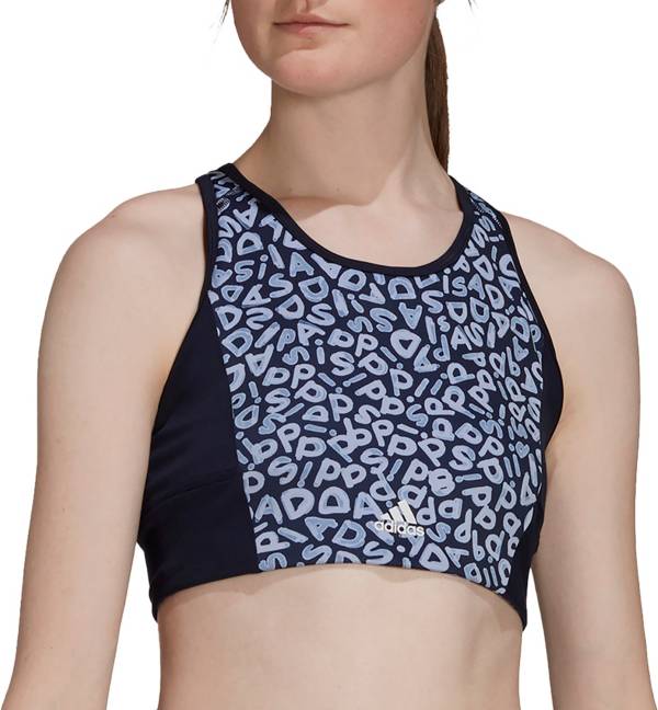 adidas Women's Farm Print 3-Stripes Sports Crop Top