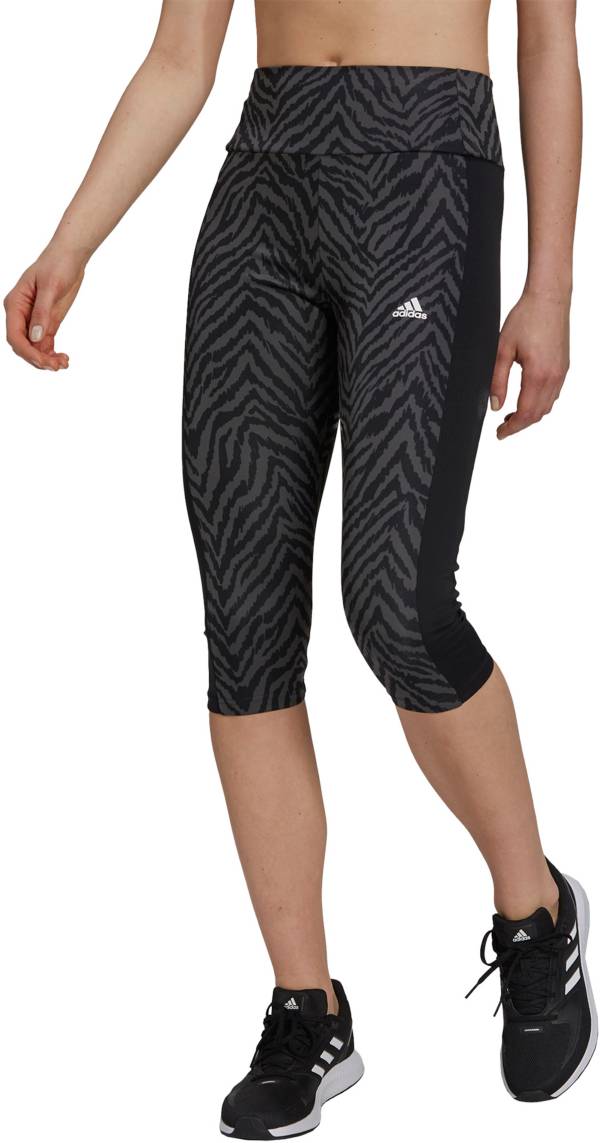 adidas Adult High Rise Sport Zebra Capri Tights