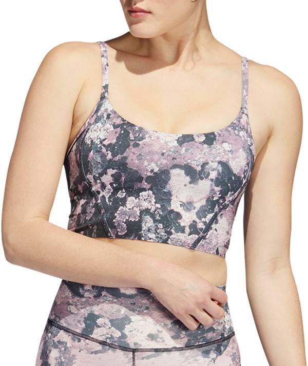Adidas Women's Yoga Light Support Long Line All Over Print Bra
