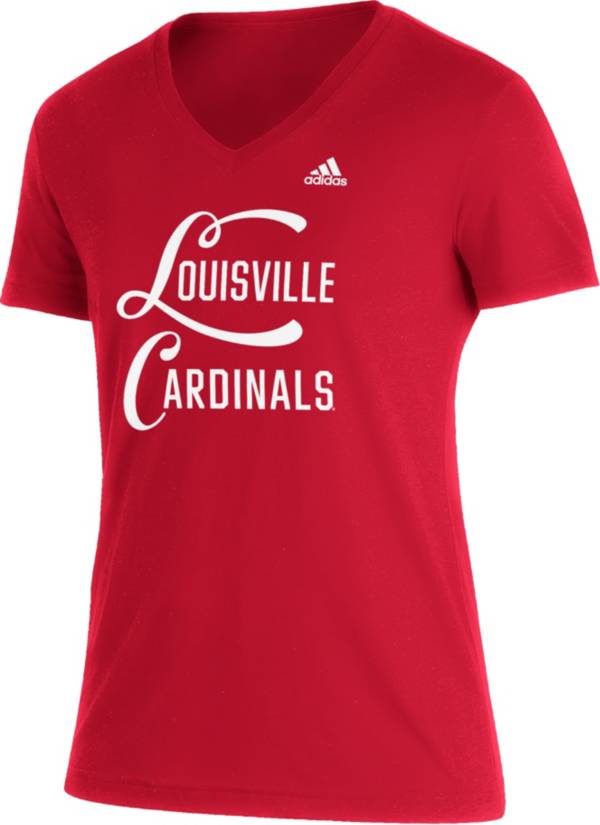 adidas Women's Louisville Cardinals Cardinal Red Big Letter Stack V-Neck T-Shirt product image