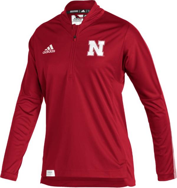 adidas Women's Nebraska Cornhuskers Scarlet Locker Room Quarter-Zip Pullover Shirt