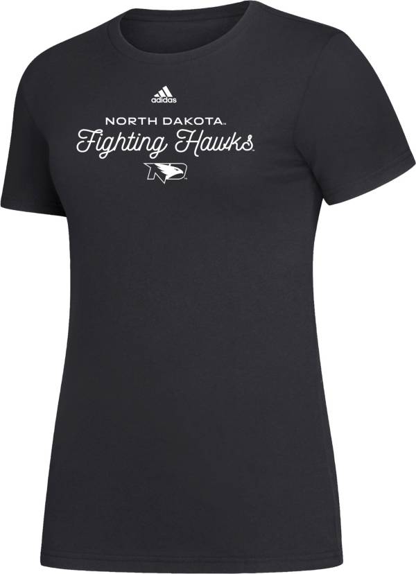 adidas Women's North Dakota Fighting Hawks Black Amplifier T-Shirt