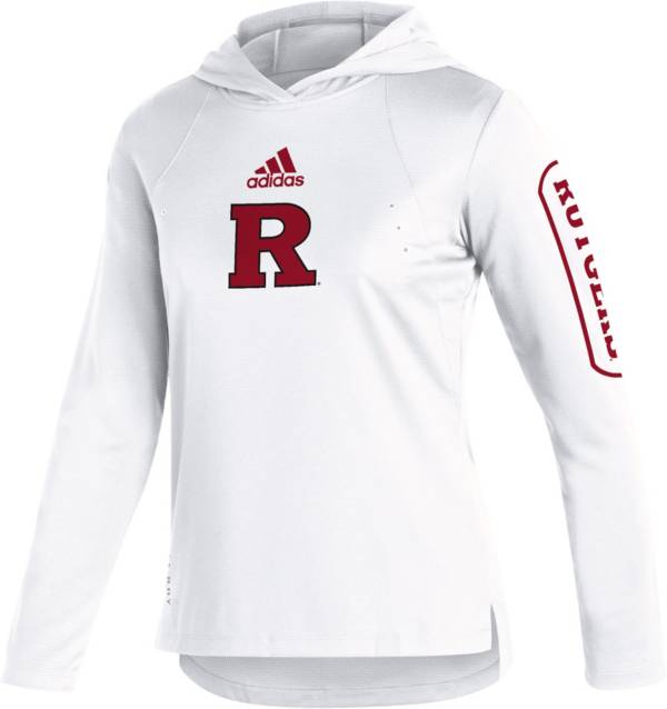 adidas Women's Rutgers Scarlet Knights White Long Sleeve Hooded Performance T-Shirt