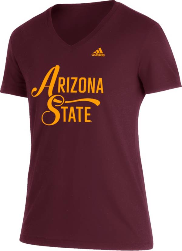 adidas Women's Arizona State Sun Devils Maroon Big Letter Stack V-Neck T-Shirt